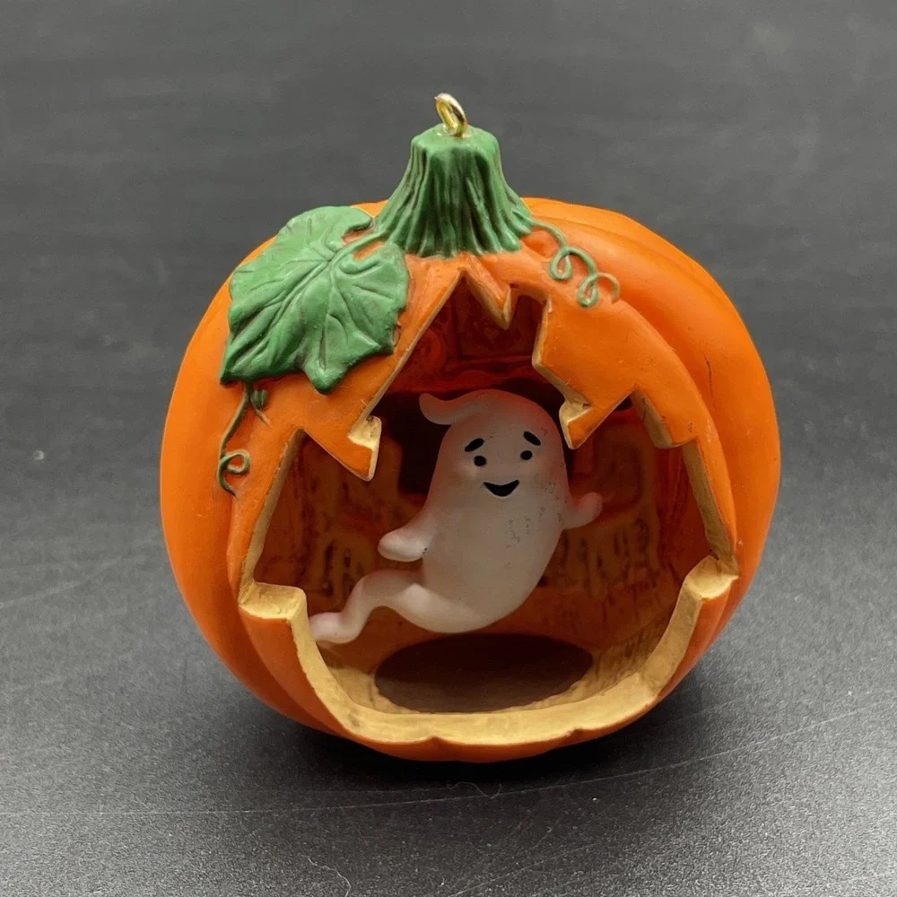 Hallmark 2014 Halloween Pumpkin Ghost Ornament Jack O Lantern Haunted House
